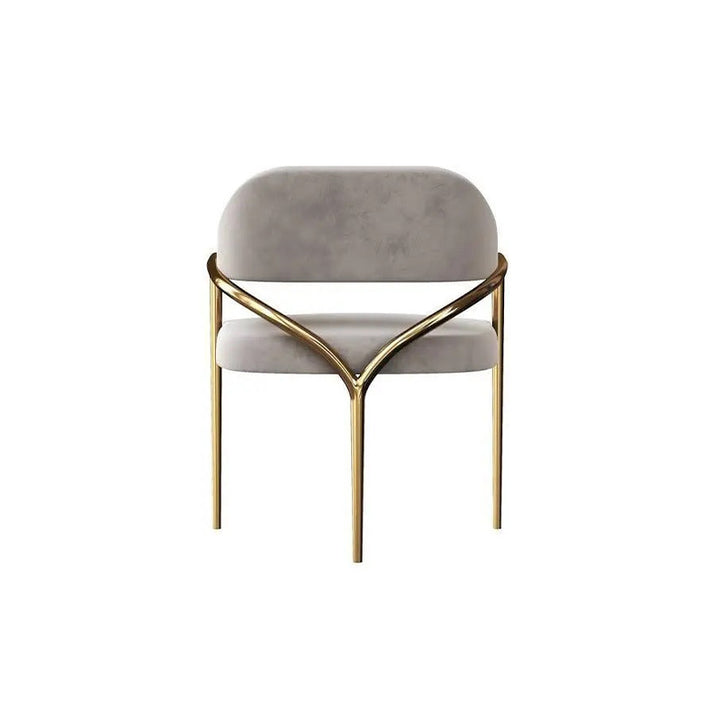Respaldo de silla de comedor contemporánea escandinava con soporte triangular doblado de tela redonda y metal 