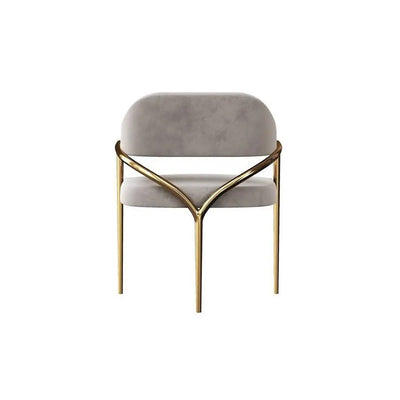 Contemporary Scandinavian Triangle Support Bent Half Round Fabric Metal Dining Chair Backrest Armrest For Dining Room