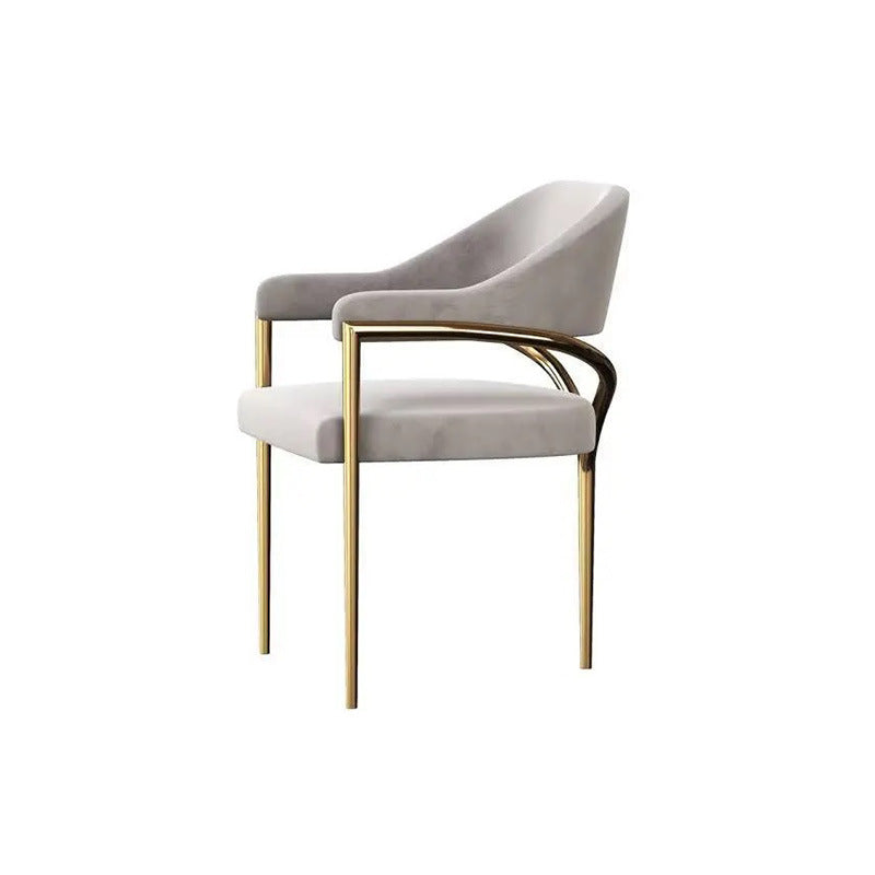 Contemporary Scandinavian Triangle Support Bent Half Round Fabric Metal Dining Chair Backrest Armrest For Dining Room
