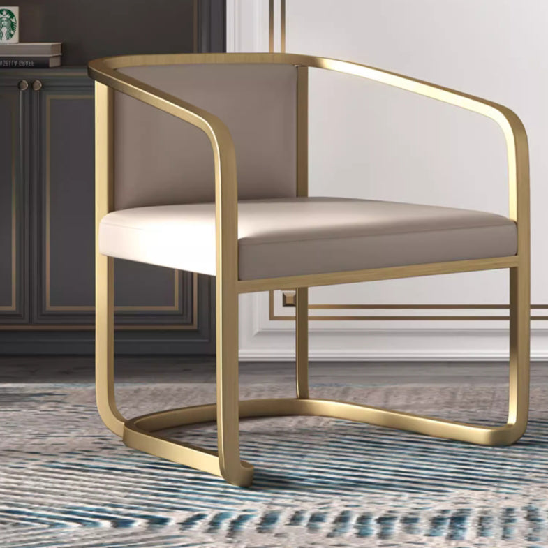 Contemporary Scandinavian Square Round Half Wrap Microfiber Leather Stainless Steel Dining Chair Backrest Armrest For Dining Room