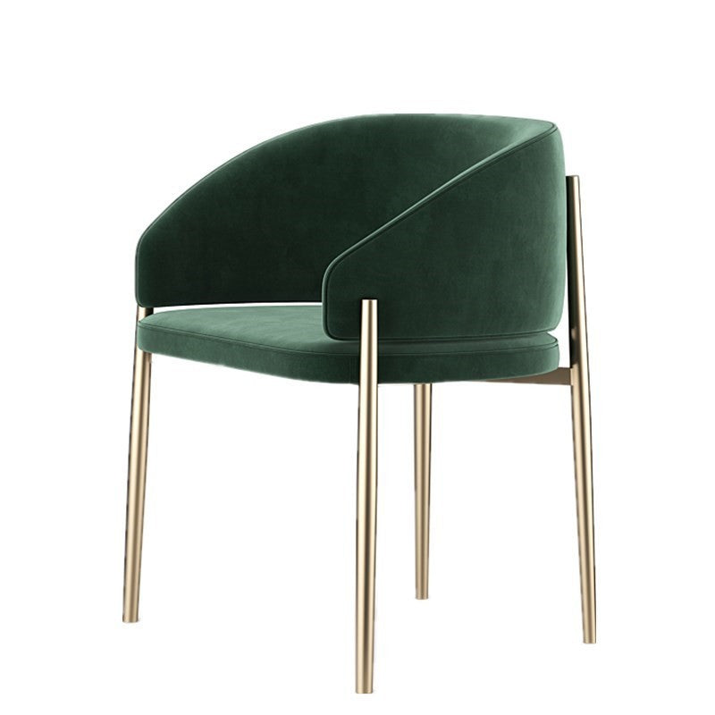 Modern Luxury Half Wrap Rounded Velvet Metal Dining Chair Backrest Armrest For Dining Room