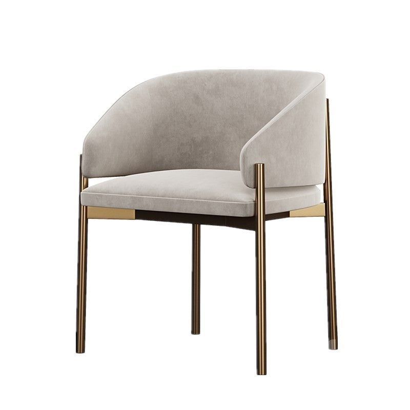 Modern Luxury Half Wrap Rounded Velvet Stainless Steel Dining Chair Backrest Armrest For Dining Room