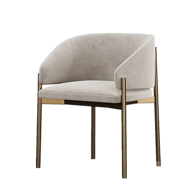 Modern Luxury Half Wrap Rounded Velvet Metal Dining Chair Backrest Armrest For Dining Room