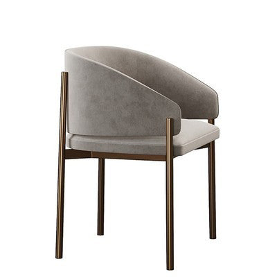 Modern Luxury Half Wrap Rounded Velvet Stainless Steel Dining Chair Backrest Armrest For Dining Room