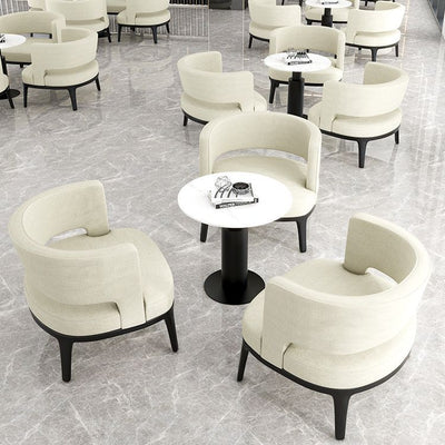 Modern Minimalist Round Half Bag Curved Velvet Solid Wood Dining Chair Backrest For Dining Room
