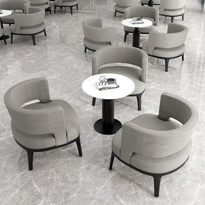 Modern Minimalist Round Half Bag Curved Velvet Solid Wood Dining Chair Backrest For Dining Room