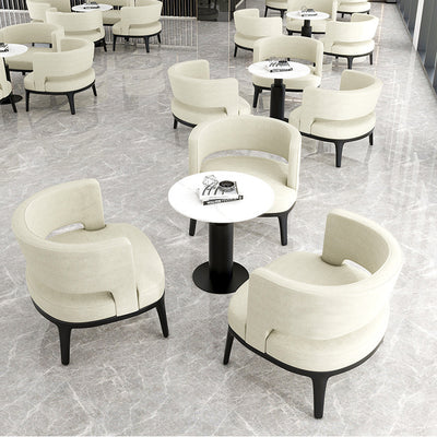 Modern Minimalist Round Half Bag Curved Velvet Solid Wood Dining Chair Backrest For Dining Room