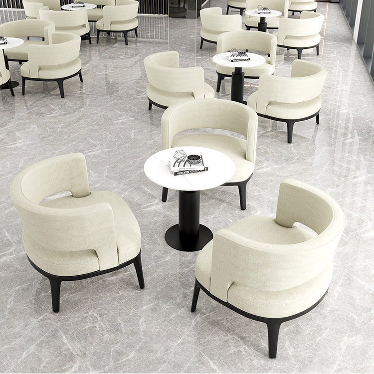 Modern Minimalist Round Half Bag Curved Velvet Solid Wood Dining Chair Backrest For Dining Room
