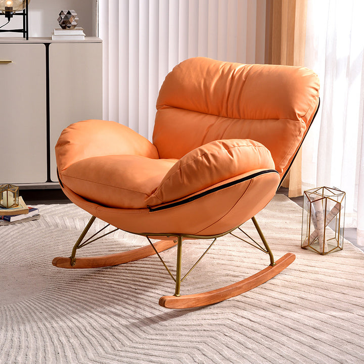 Chaise d'accent contemporaine scandinave à bascule carrée en coton lin velours tissu technique bois massif dossier sans accoudoirs pour salon 