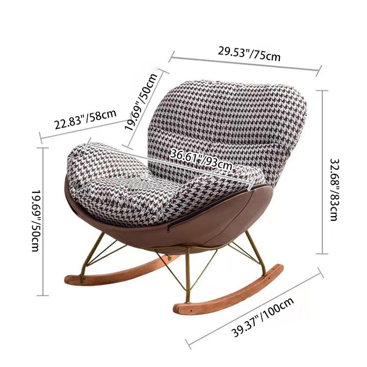 Chaise d'accent contemporaine scandinave à bascule carrée en coton lin velours tissu technique bois massif dossier sans accoudoirs pour salon 