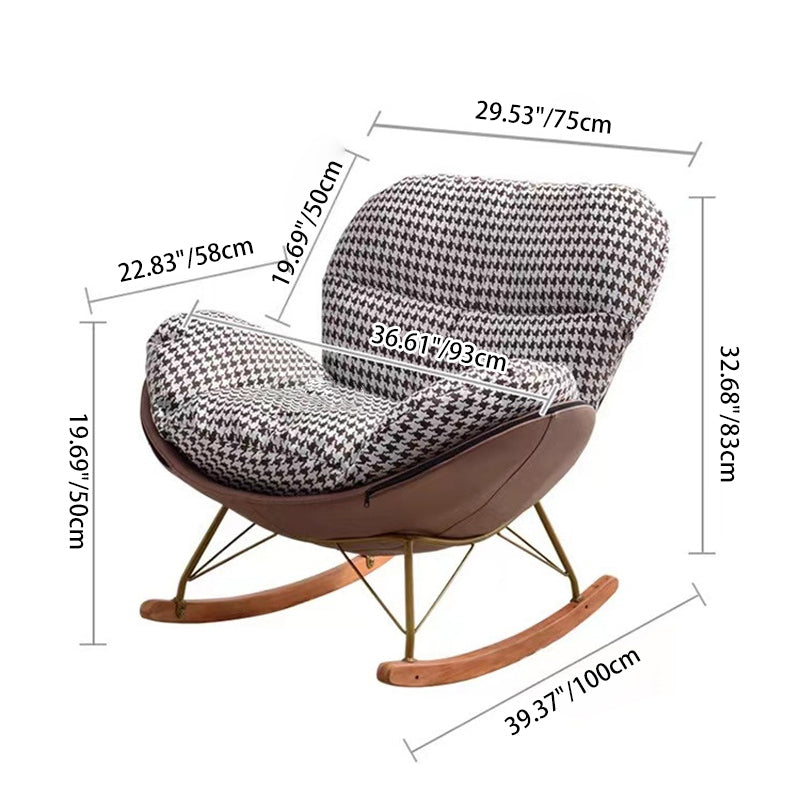 Contemporary Scandinavian Arc Swing Square Cotton Linen Velvet Tech Fabric Solid Wood Accent Chair Backrest Armless For Living Room