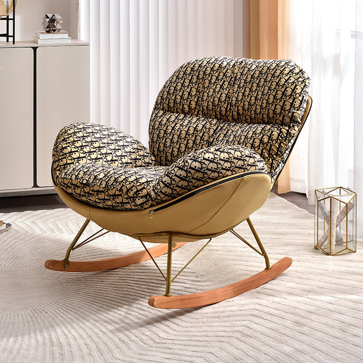 Chaise d'accent contemporaine scandinave à bascule carrée en coton lin velours tissu technique bois massif dossier sans accoudoirs pour salon 