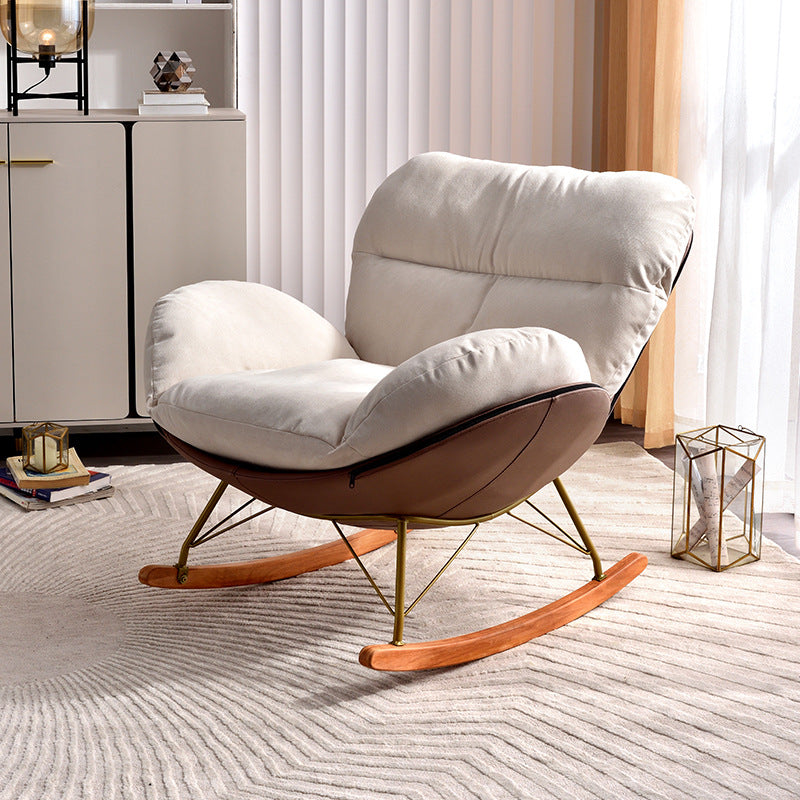Contemporary Scandinavian Arc Swing Square Cotton Linen Velvet Tech Fabric Solid Wood Accent Chair Backrest Armless For Living Room