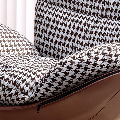 Contemporary Scandinavian Arc Swing Square Cotton Linen Velvet Tech Fabric Solid Wood Accent Chair Backrest Armless For Living Room