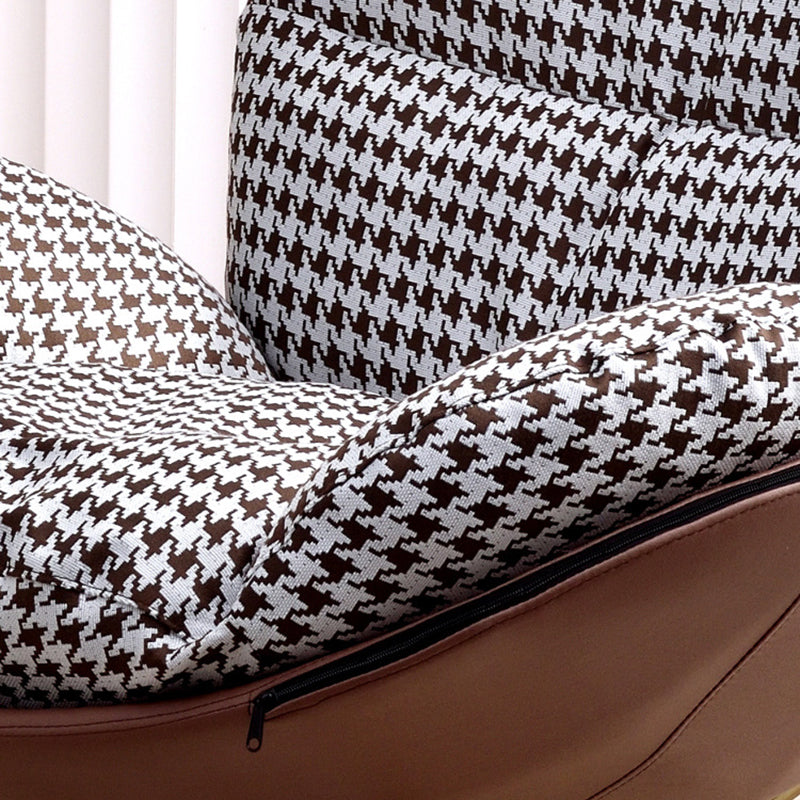 Contemporary Scandinavian Arc Swing Square Cotton Linen Velvet Tech Fabric Solid Wood Accent Chair Backrest Armless For Living Room