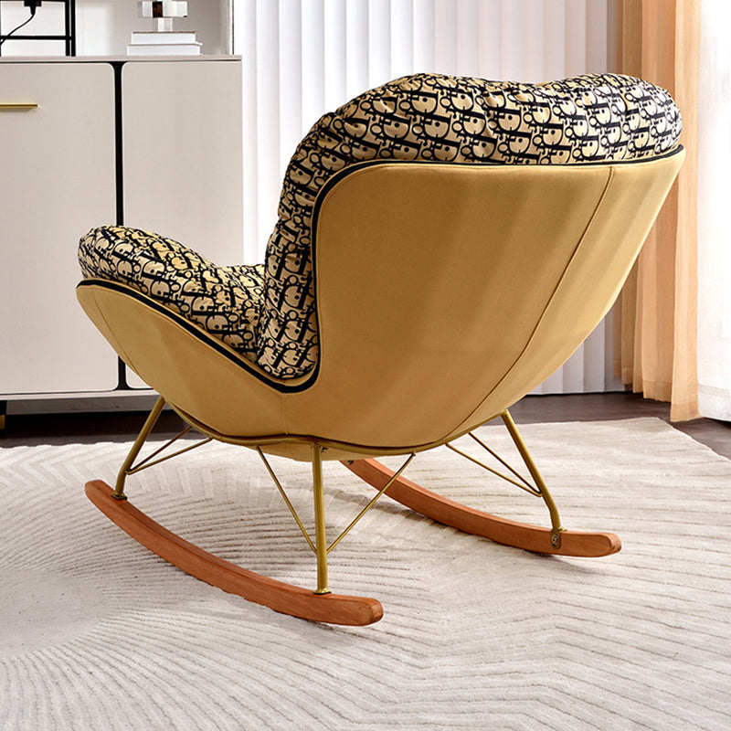 Contemporary Scandinavian Arc Swing Square Cotton Linen Velvet Tech Fabric Solid Wood Accent Chair Backrest Armless For Living Room