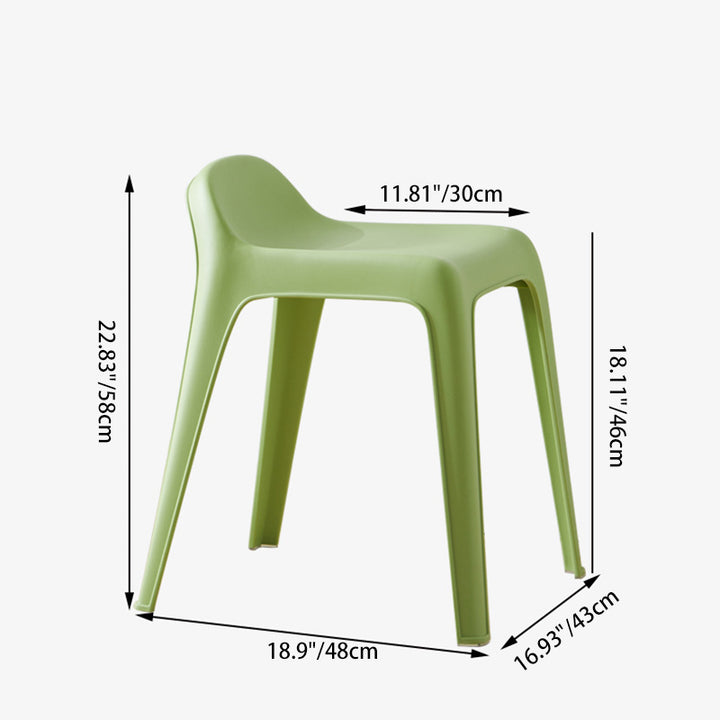 Chaise en plastique courbée carrée minimaliste moderne pour salon 