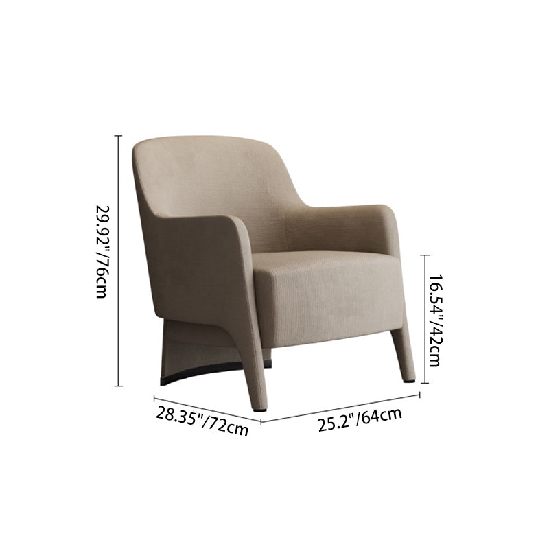 Contemporary Scandinavian Square Rounded Right Angle Cotton Linen Pine Accent Chair Backrest Armrest For Living Room
