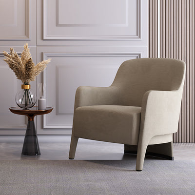Contemporary Scandinavian Square Rounded Right Angle Cotton Linen Pine Accent Chair Backrest Armrest For Living Room