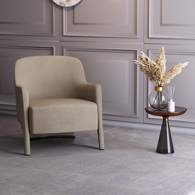 Contemporary Scandinavian Square Rounded Right Angle Cotton Linen Pine Accent Chair Backrest Armrest For Living Room