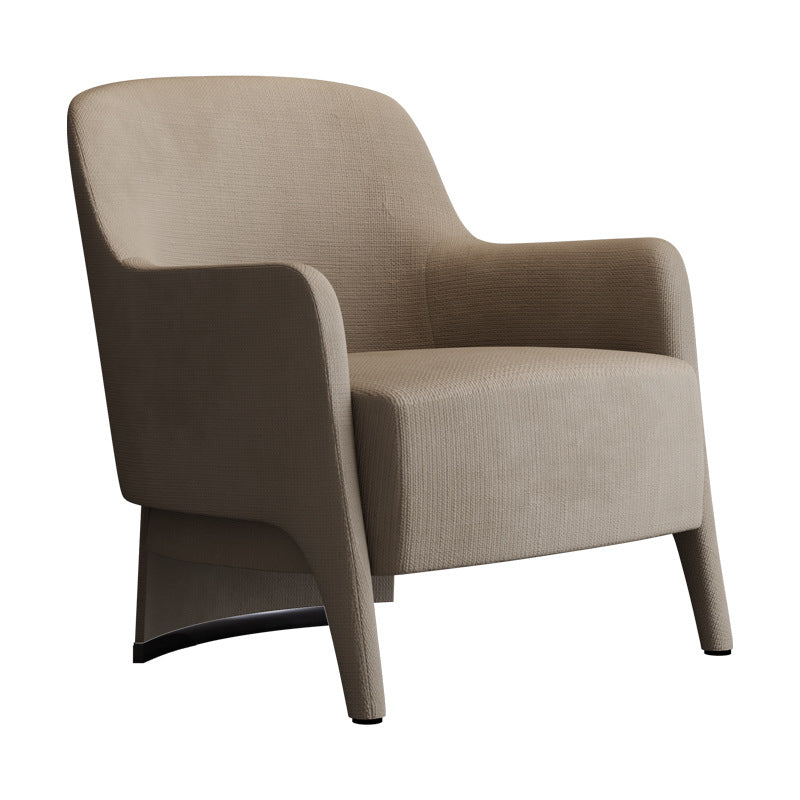 Contemporary Scandinavian Square Rounded Right Angle Cotton Linen Pine Accent Chair Backrest Armrest For Living Room