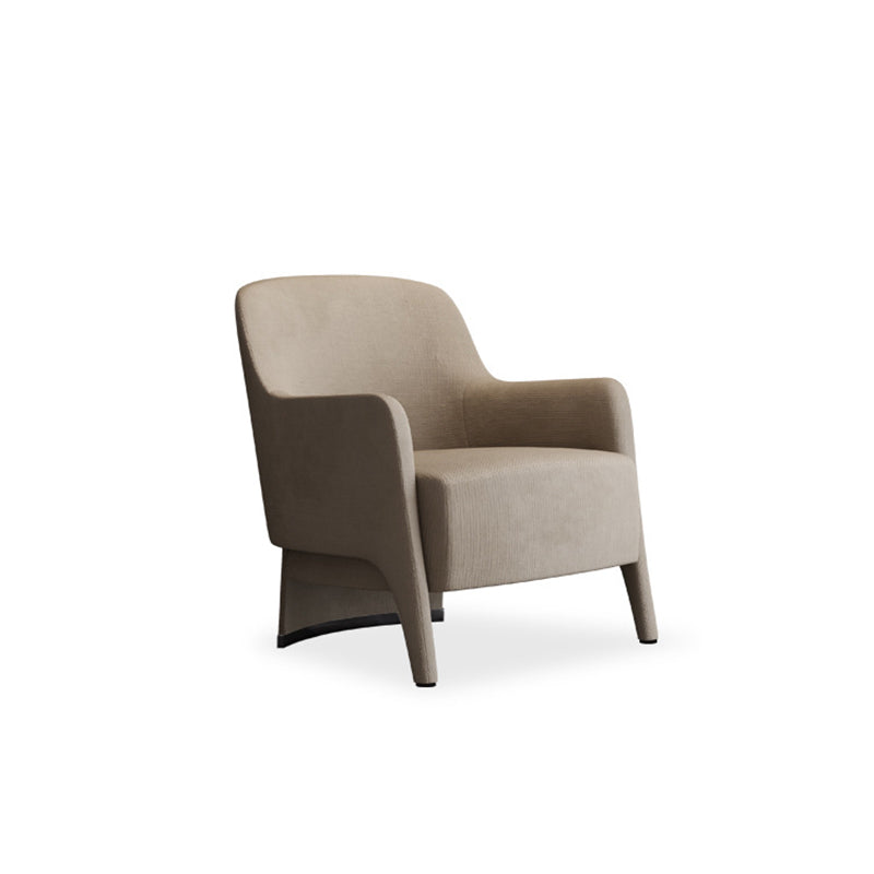 Contemporary Scandinavian Square Rounded Right Angle Cotton Linen Pine Accent Chair Backrest Armrest For Living Room