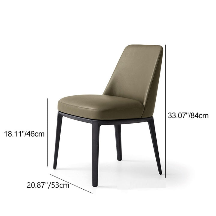 Chaise de salle à manger contemporaine scandinave trapézoïdale carrée en cuir artificiel bois massif dossier sans accoudoirs pour salle à manger 