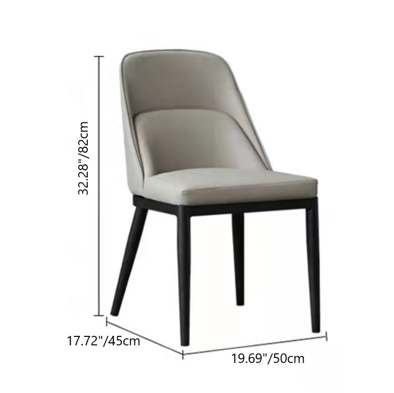 Contemporary Scandinavian Trapezoidal Square Curved Faux Leather Metal Dining Chair Backrest Armless For Dining Room