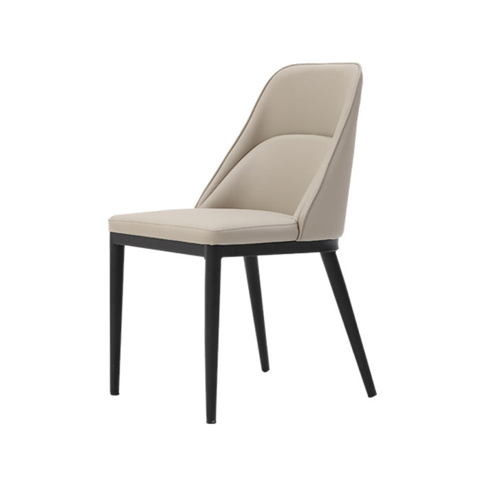 Contemporary Scandinavian Trapezoidal Square Curved Faux Leather Metal Dining Chair Backrest Armless For Dining Room