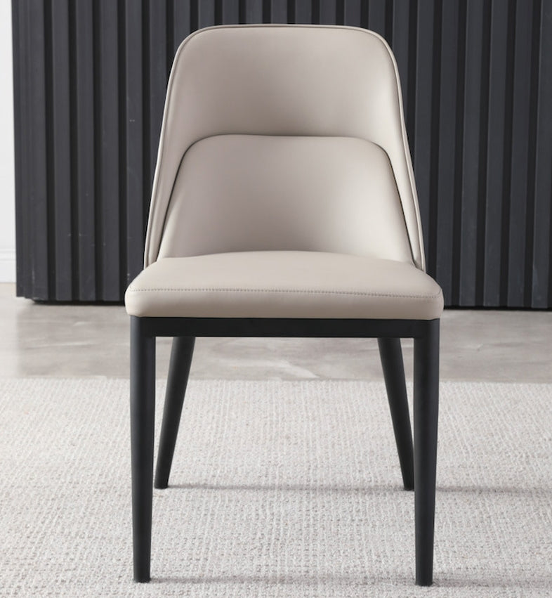 Contemporary Scandinavian Trapezoidal Square Curved Faux Leather Metal Dining Chair Backrest Armless For Dining Room