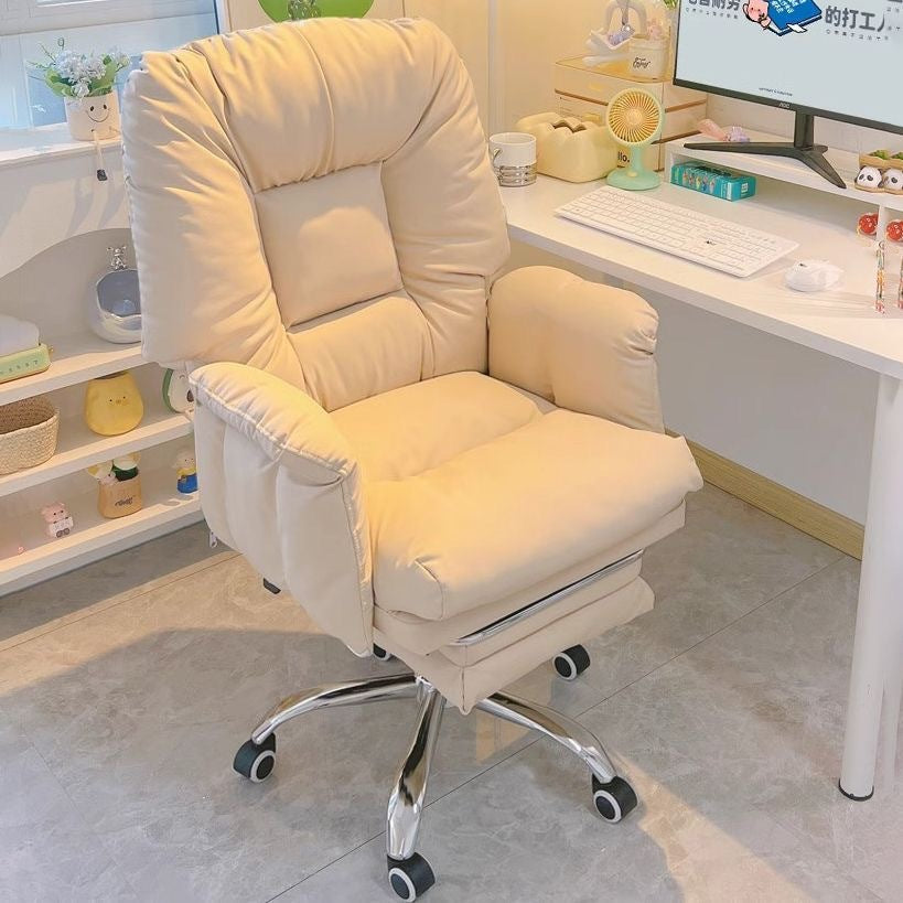 Simplicité moderne Chaise de bureau en métal avec dossier et accoudoirs en tissu technique doux et collant pour la maison 
