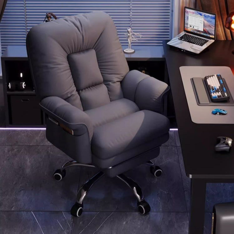 Simplicité moderne Chaise de bureau en métal avec dossier et accoudoirs en tissu technique doux et collant pour la maison 