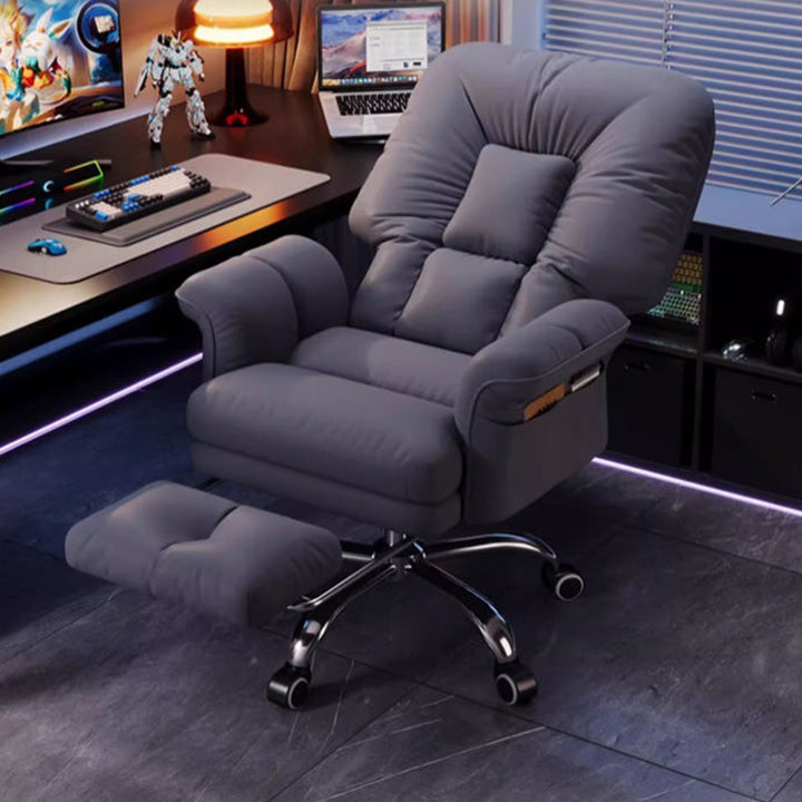 Simplicité moderne Chaise de bureau en métal avec dossier et accoudoirs en tissu technique doux et collant pour la maison 