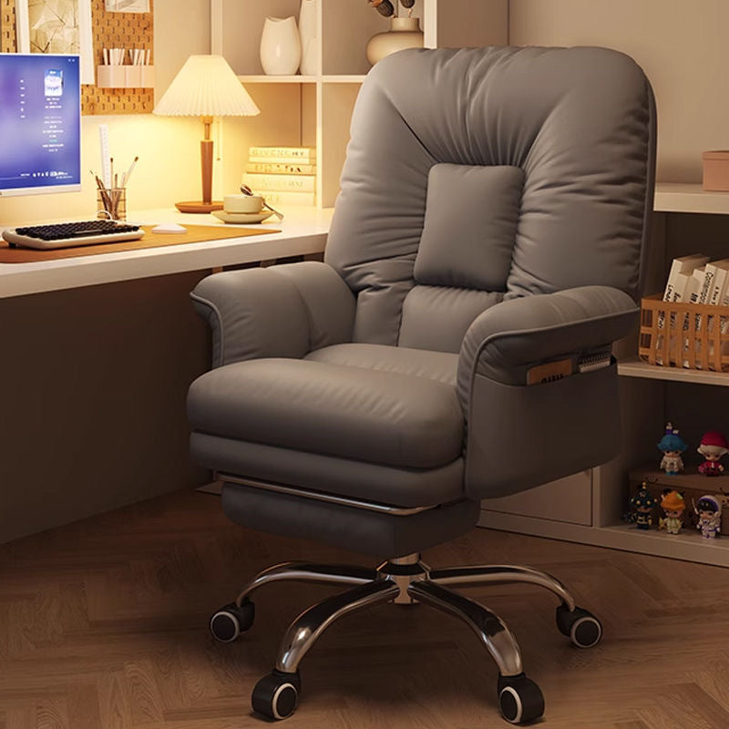 Simplicité moderne Chaise de bureau en métal avec dossier et accoudoirs en tissu technique doux et collant pour la maison 