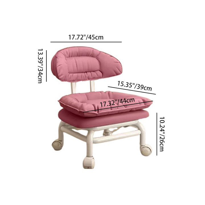 Chaise Mobile à Poulie Carrée Moderne Minimaliste en Cuir Napa avec Dossier en Métal pour Salon 