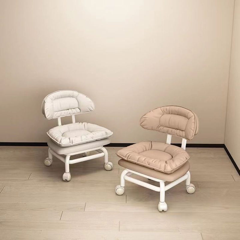 Chaise Mobile à Poulie Carrée Moderne Minimaliste en Cuir Napa avec Dossier en Métal pour Salon 