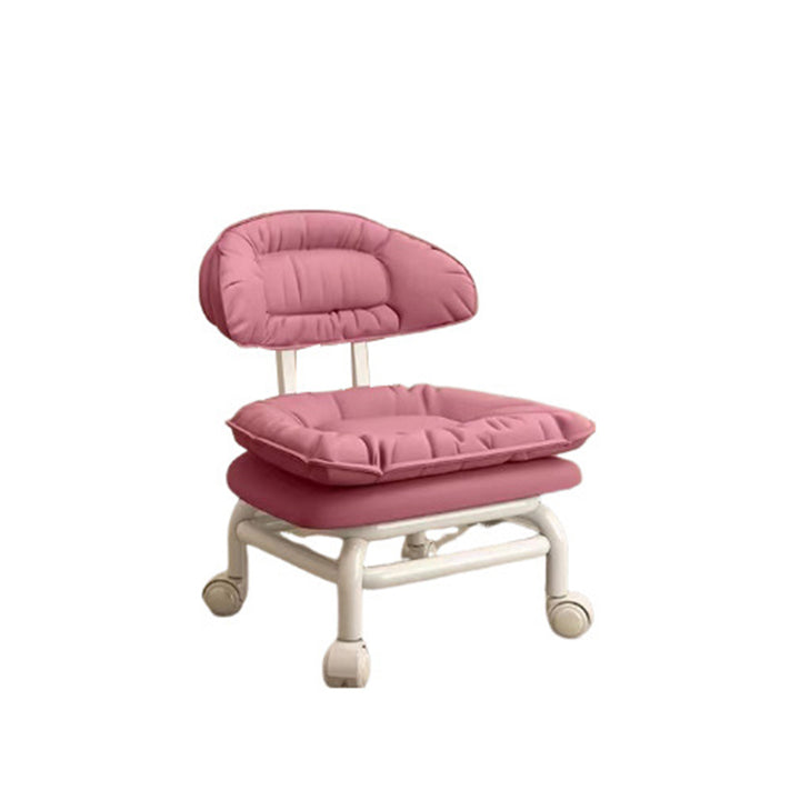 Chaise Mobile à Poulie Carrée Moderne Minimaliste en Cuir Napa avec Dossier en Métal pour Salon 