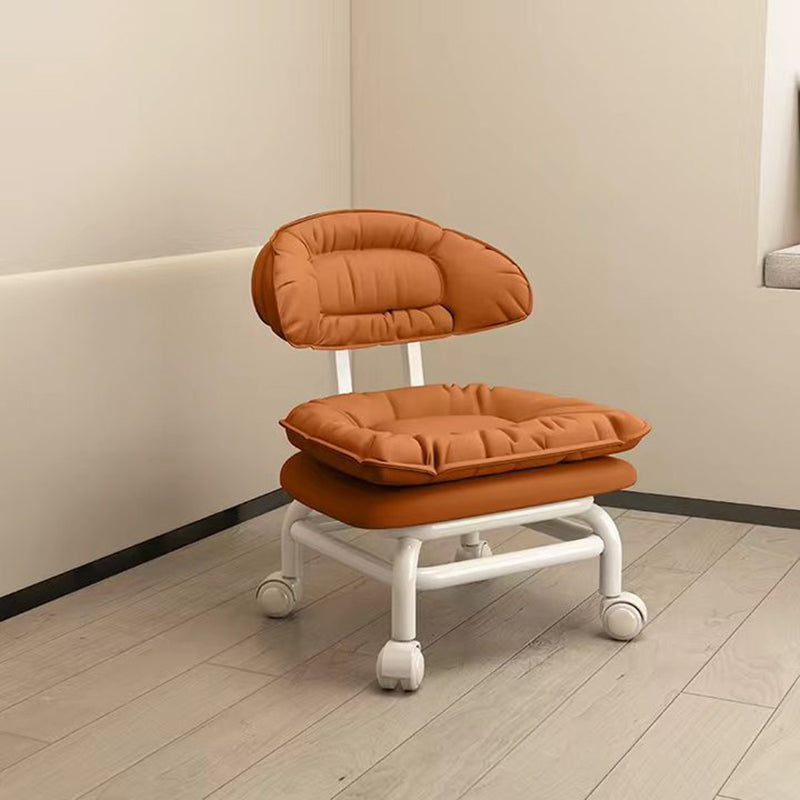 Chaise Mobile à Poulie Carrée Moderne Minimaliste en Cuir Napa avec Dossier en Métal pour Salon 