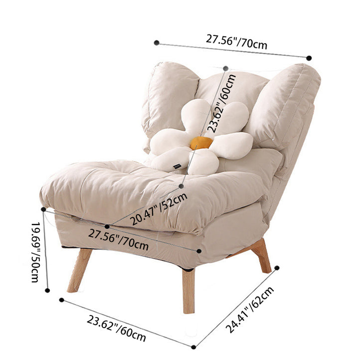 Chaise d'accent rectangulaire minimaliste moderne pliable en tissu technique en coton lin bois massif avec dossier pour salon 