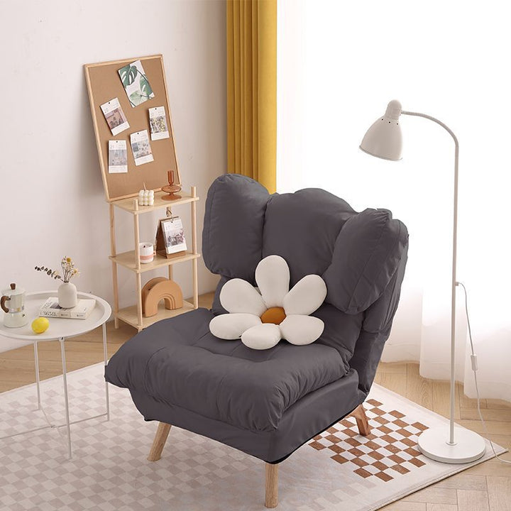 Chaise d'accent rectangulaire minimaliste moderne pliable en tissu technique en coton lin bois massif avec dossier pour salon 