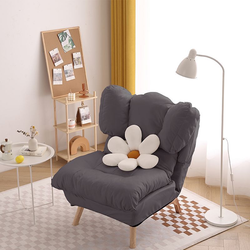 Modern Minimalist Rectangle Square Foldable Tech Fabric Cotton Linen Solid Wood Accent Chair Backrest For Living Room