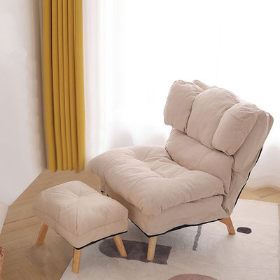 Modern Minimalist Rectangle Square Foldable Tech Fabric Cotton Linen Solid Wood Accent Chair Backrest For Living Room