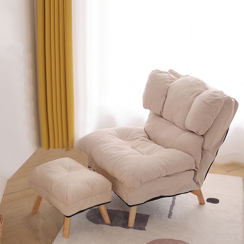 Modern Minimalist Rectangle Square Foldable Tech Fabric Cotton Linen Solid Wood Accent Chair Backrest For Living Room