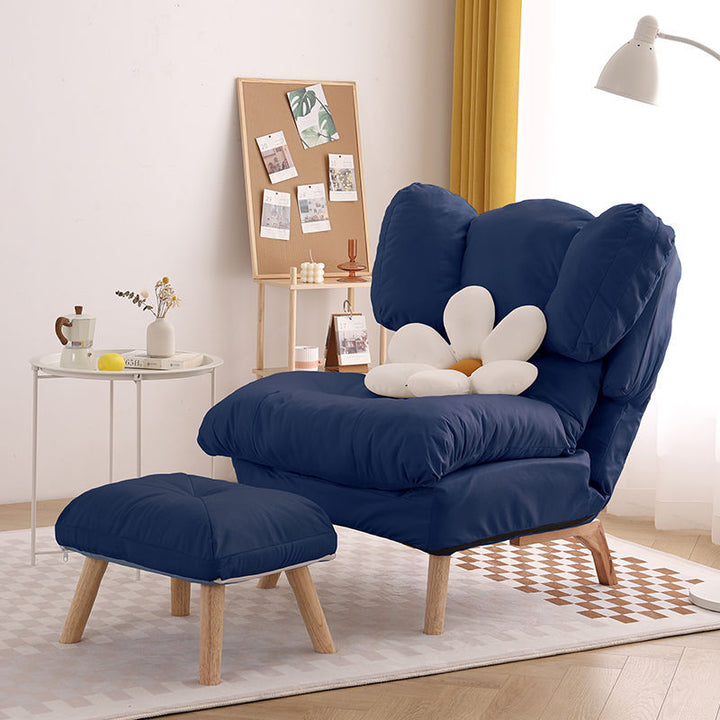 Modern Minimalist Rectangle Square Foldable Synthetic Fabric Cotton Linen Solid Wood Accent Chair Backrest For Living Room