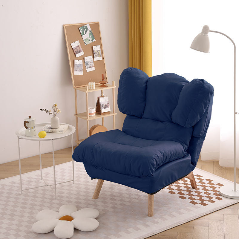 Modern Minimalist Rectangle Square Foldable Tech Fabric Cotton Linen Solid Wood Accent Chair Backrest For Living Room