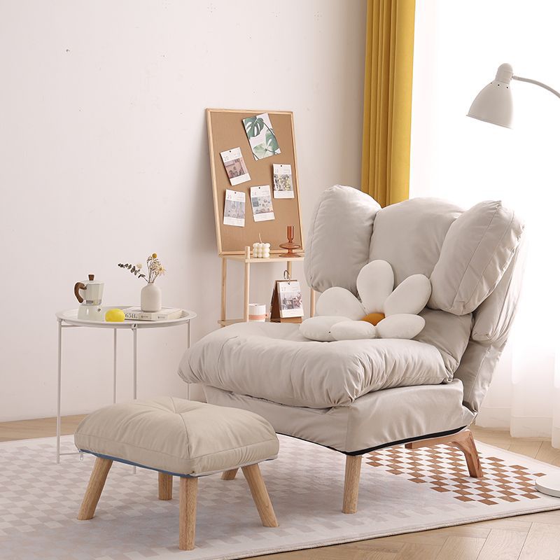 Modern Minimalist Rectangle Square Foldable Tech Fabric Cotton Linen Solid Wood Accent Chair Backrest For Living Room
