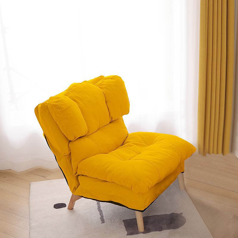 Modern Minimalist Rectangle Square Foldable Tech Fabric Cotton Linen Solid Wood Accent Chair Backrest For Living Room