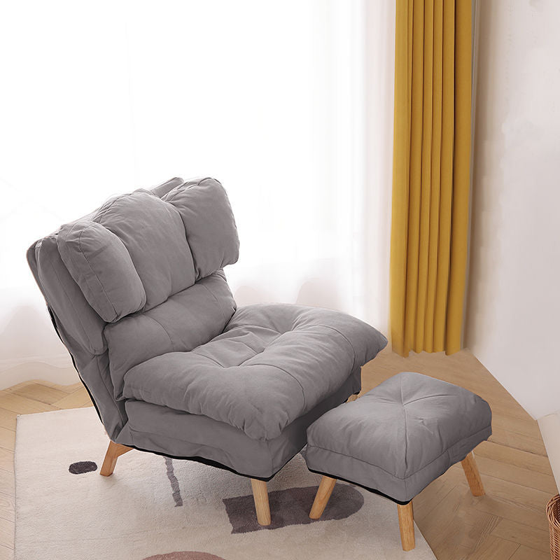 Modern Minimalist Rectangle Square Foldable Tech Fabric Cotton Linen Solid Wood Accent Chair Backrest For Living Room