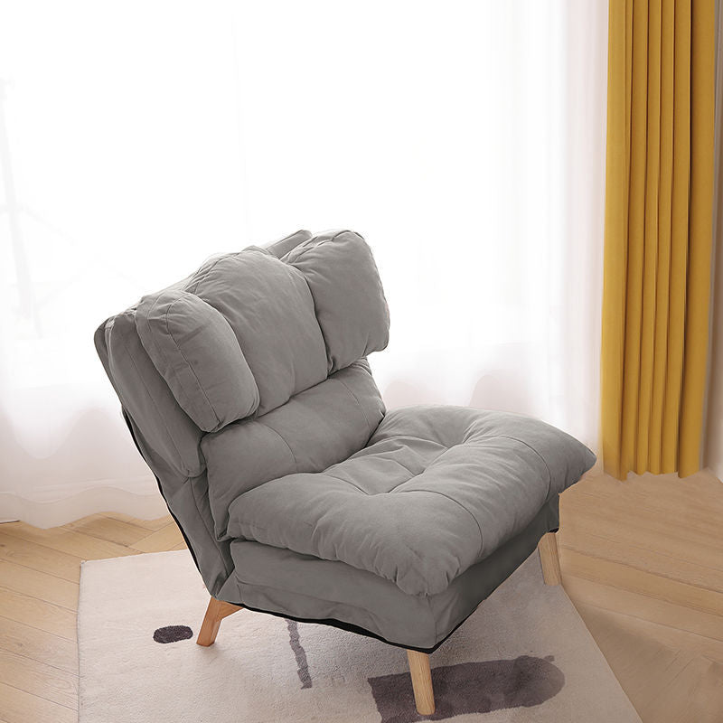 Modern Minimalist Rectangle Square Foldable Tech Fabric Cotton Linen Solid Wood Accent Chair Backrest For Living Room