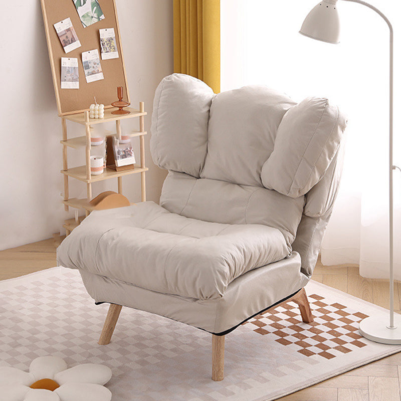 Modern Minimalist Rectangle Square Foldable Tech Fabric Cotton Linen Solid Wood Accent Chair Backrest For Living Room